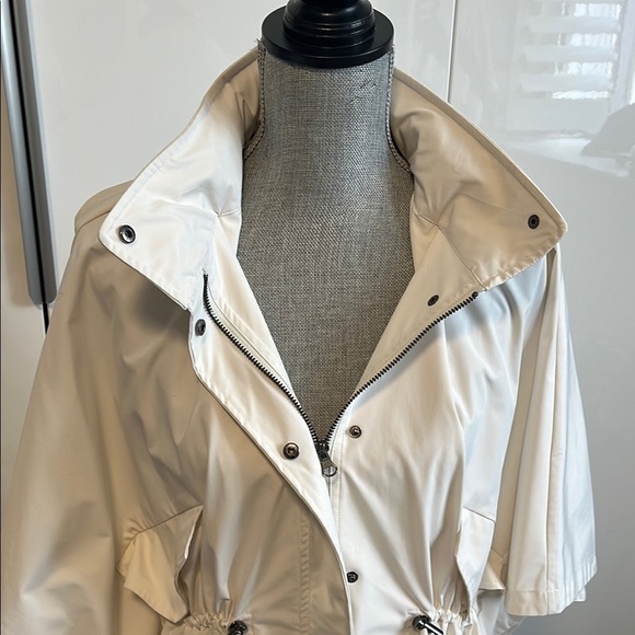 MARLA WYNN Oversized Cream Poncho Hooded Windbreaker Women's Jacket Cape, Size S - Picture 11 of 13